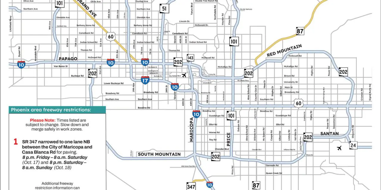 Weekend Freeway Travel Advisory – Oct. 16-19