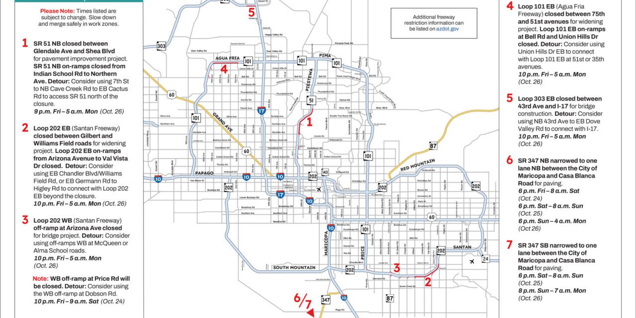 Weekend Freeway Travel Advisory – Oct. 23-26