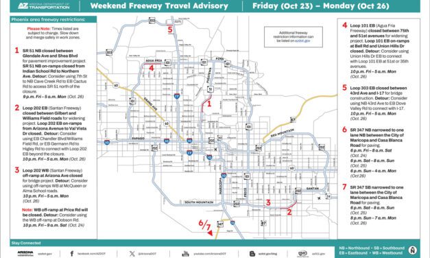 Weekend Freeway Travel Advisory – Oct. 23-26