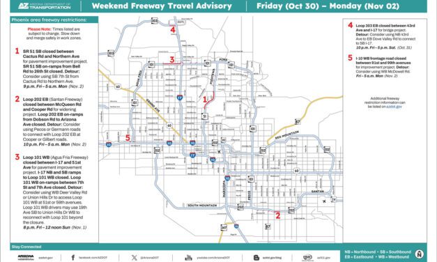 Weekend Freeway Travel Advisory – Oct. 30-Nov. 2